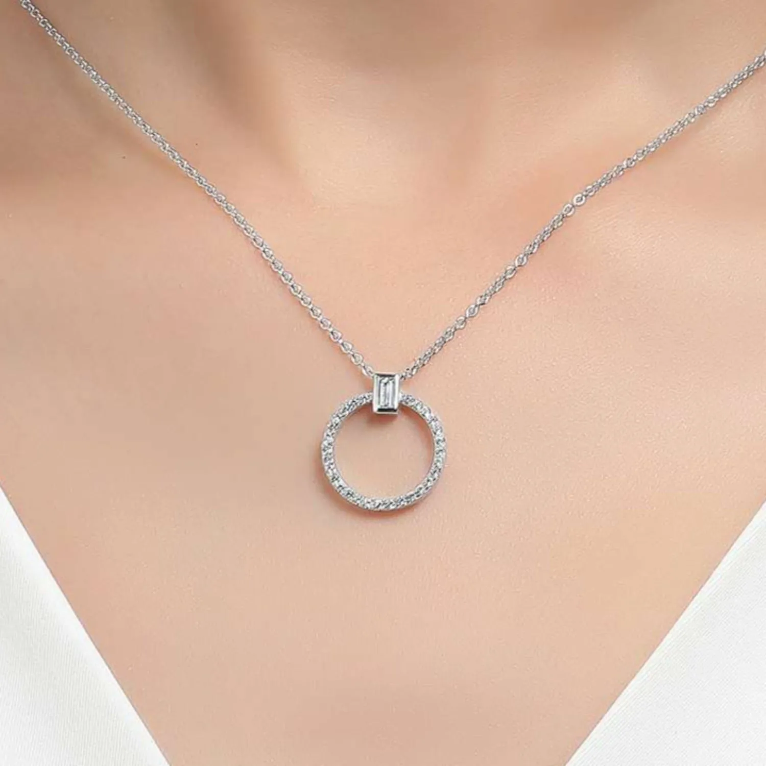 Lafonn Simulated Diamond Open Circle Drop Pendant