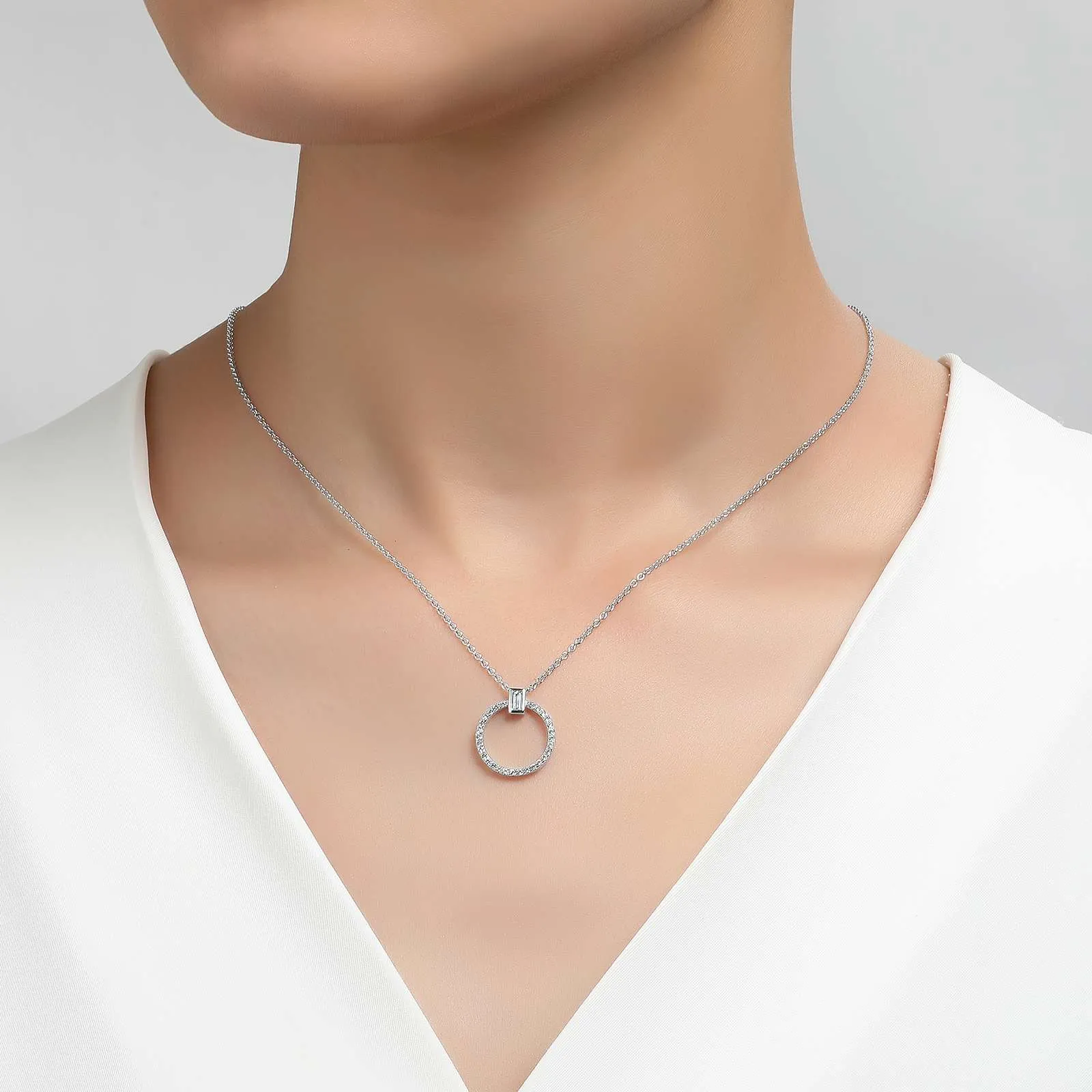 Lafonn Simulated Diamond Open Circle Drop Pendant