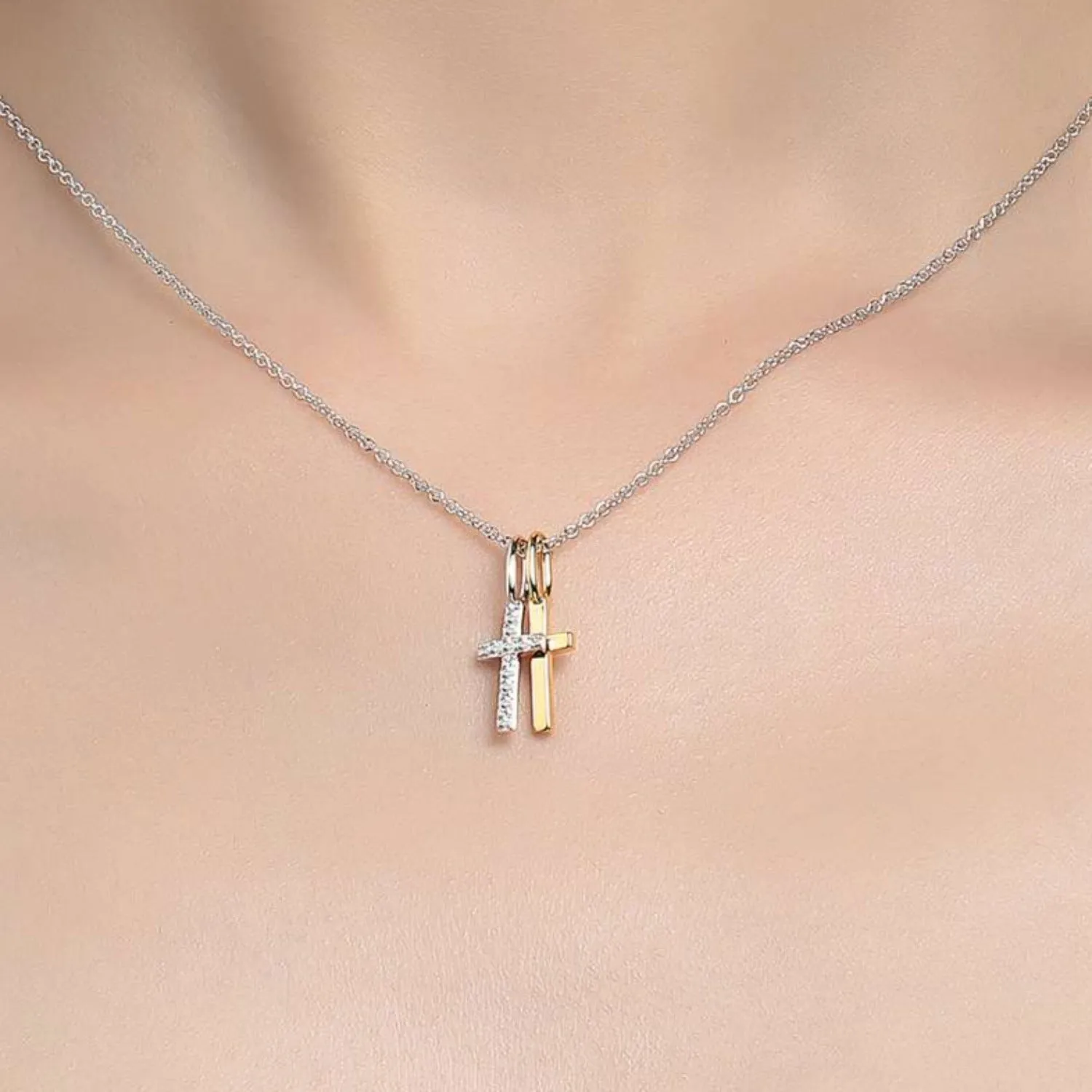 Lafonn Simulated Diamond Shadow Charm Cross Pendant