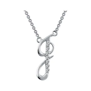 Lafonn Sterling Silver Platinum Plated Simulated Diamonds Initial J Necklace