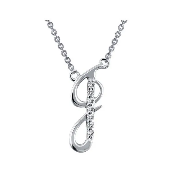 Lafonn Sterling Silver Platinum Plated Simulated Diamonds Initial J Necklace