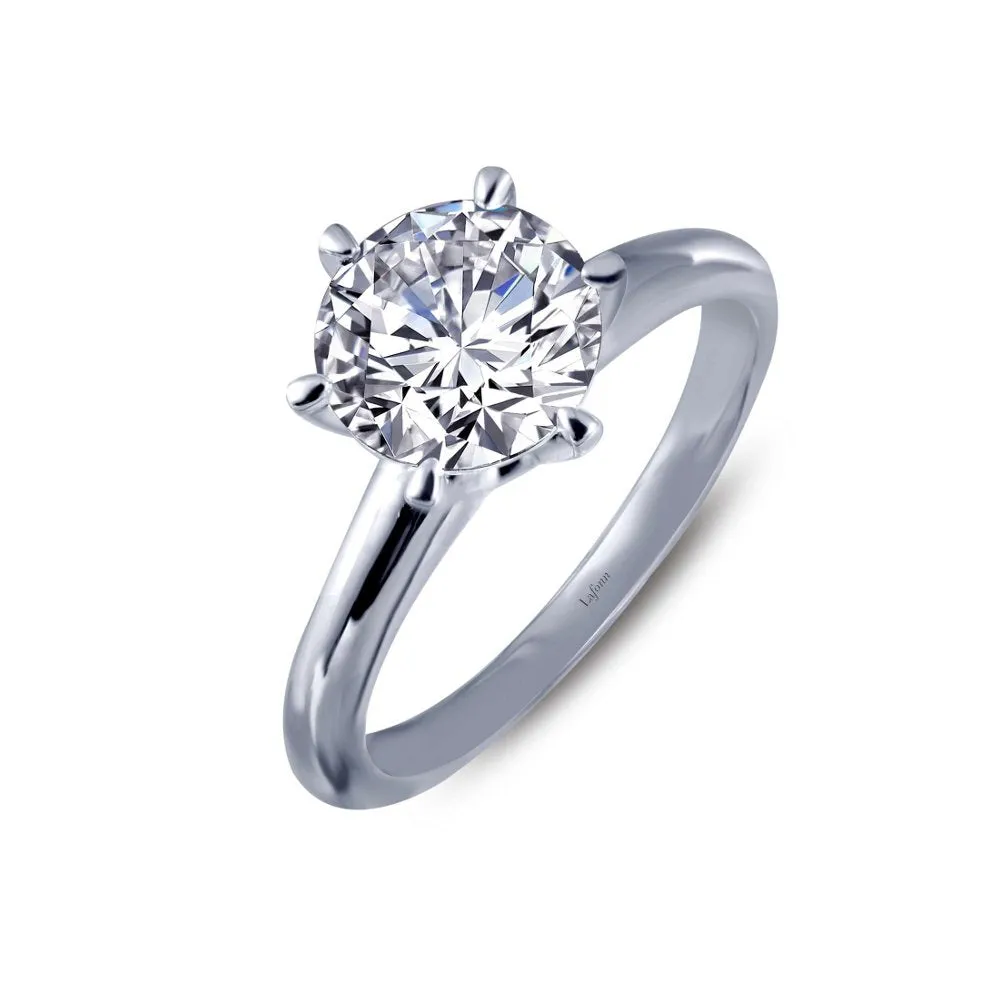 Lafonn Sterling Silver Platinum Plated Simulated Diamonds Solitaire Engagement Ring