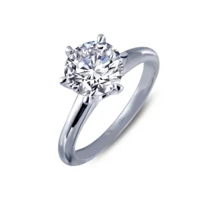 Lafonn Sterling Silver Platinum Plated Simulated Diamonds Solitaire Engagement Ring