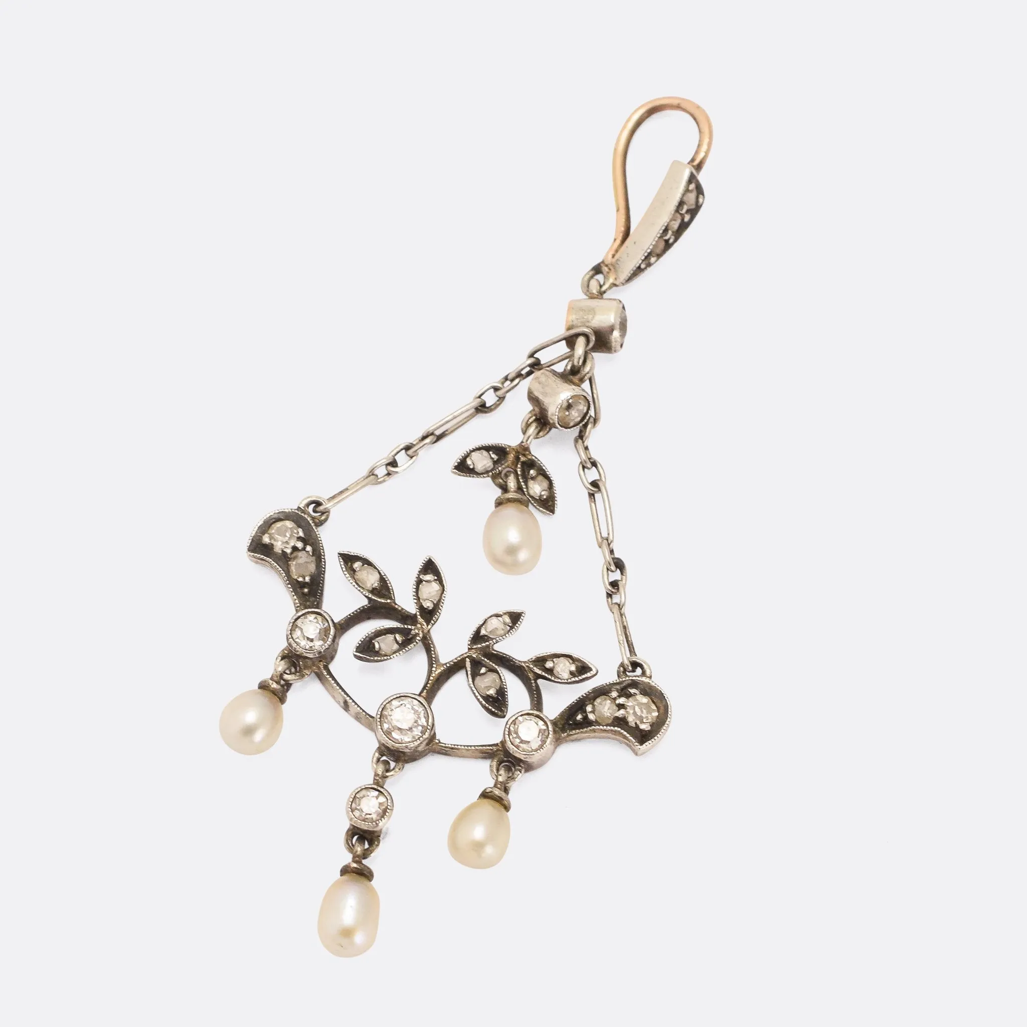 Late Victorian Diamond & Pearl Pendant