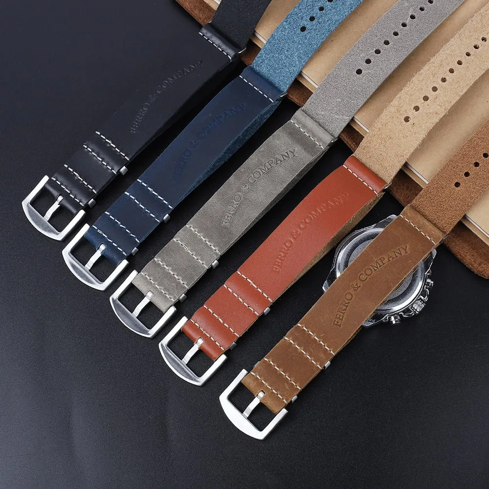 Leather Watch Strap Grey 22 MM