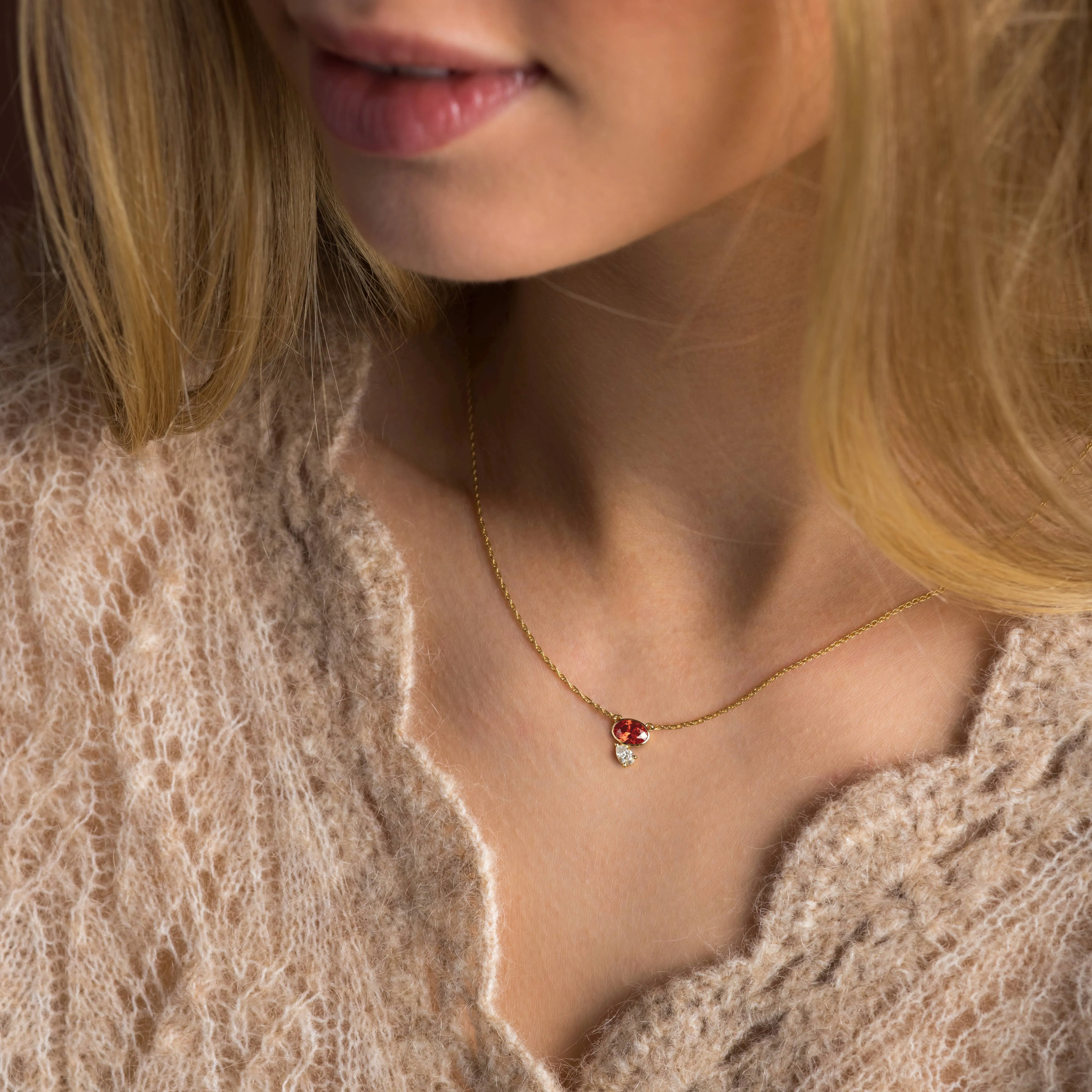 Littlefall Necklace in Red Garnet