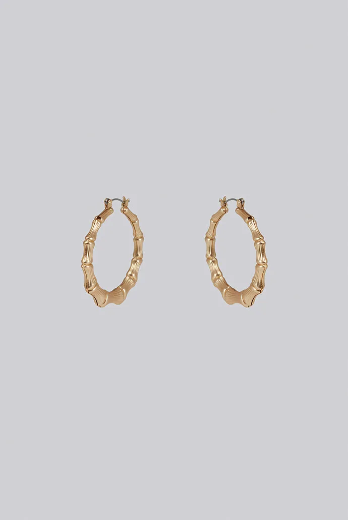 Louche Gedor Matt Gold Bamboo Hoop Earrings - Gold