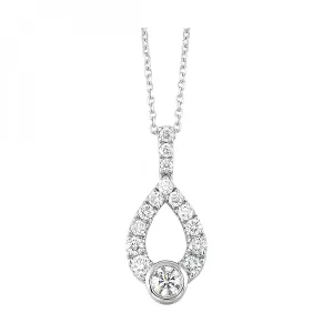 Love's Crossing Diamond Teardrop Pendant Necklace, 1.0cttw