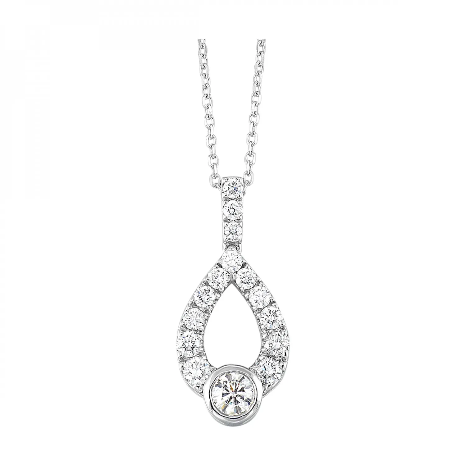 Love's Crossing Diamond Teardrop Pendant Necklace, 1.0cttw