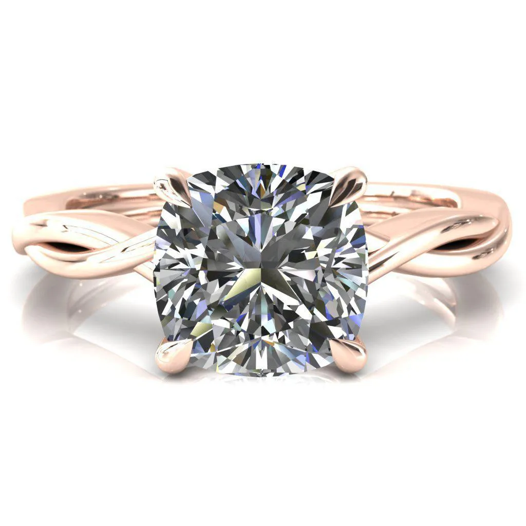 Lucia Cushion Moissanite 4 Claw Prong 1/2 Infinity Solitaire Ring Engagement Ring