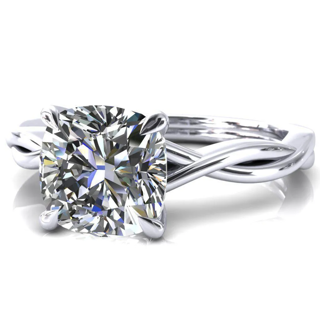 Lucia Cushion Moissanite 4 Claw Prong 1/2 Infinity Solitaire Ring Engagement Ring