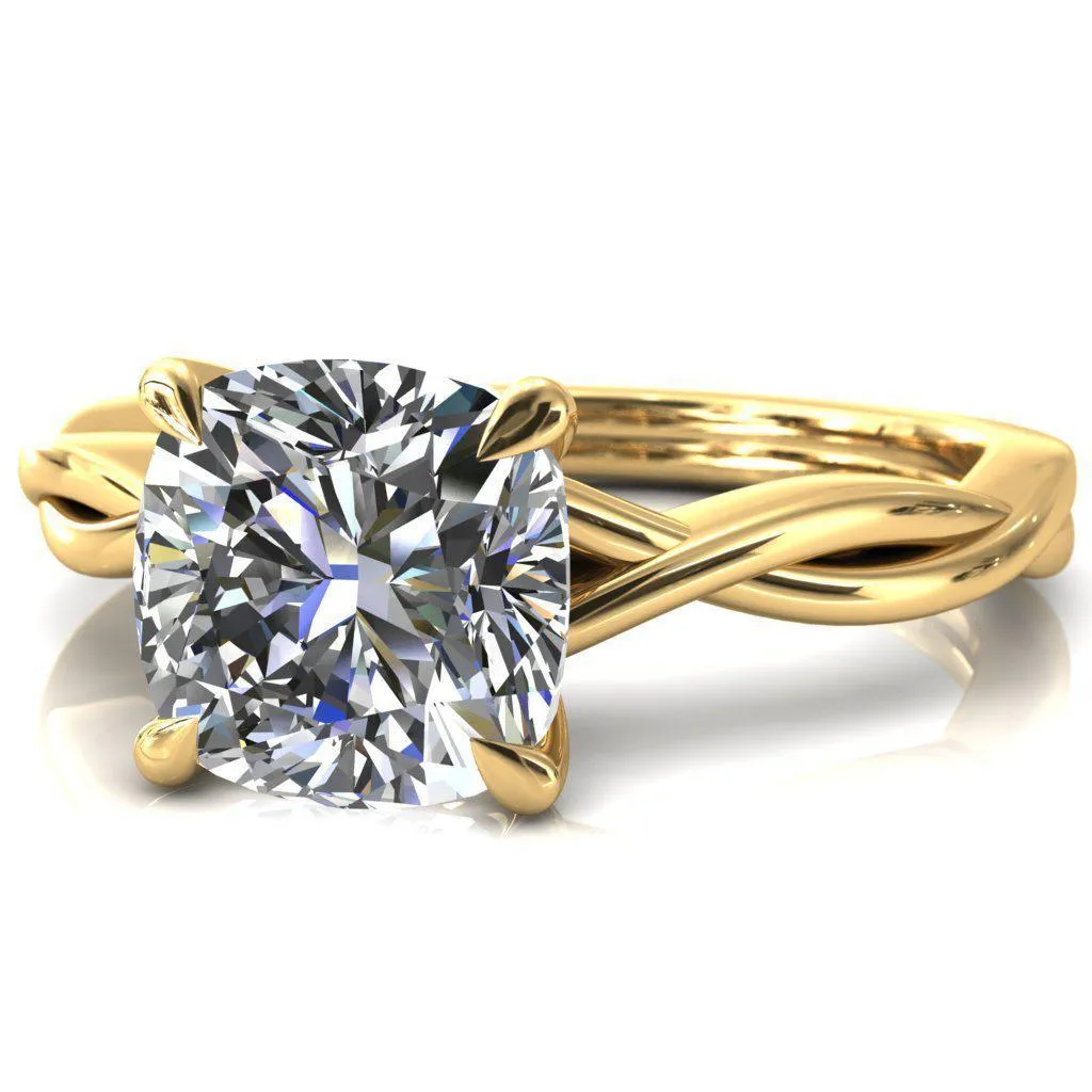 Lucia Cushion Moissanite 4 Claw Prong 1/2 Infinity Solitaire Ring Engagement Ring
