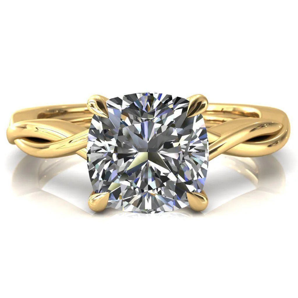 Lucia Cushion Moissanite 4 Claw Prong 1/2 Infinity Solitaire Ring Engagement Ring