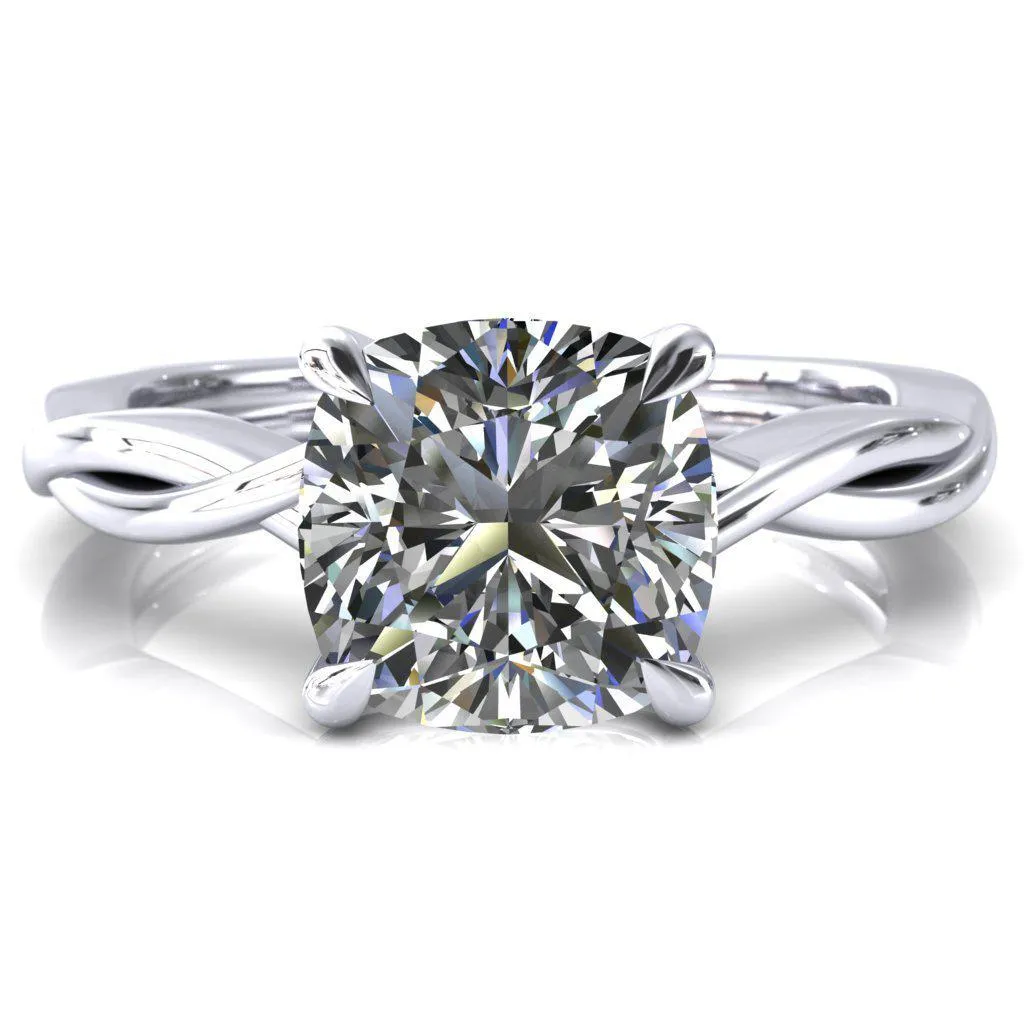 Lucia Cushion Moissanite 4 Claw Prong 1/2 Infinity Solitaire Ring Engagement Ring