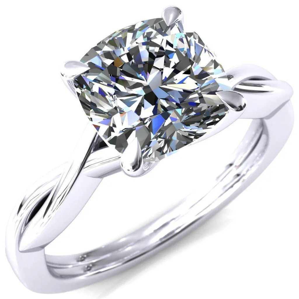 Lucia Cushion Moissanite 4 Claw Prong 1/2 Infinity Solitaire Ring Engagement Ring