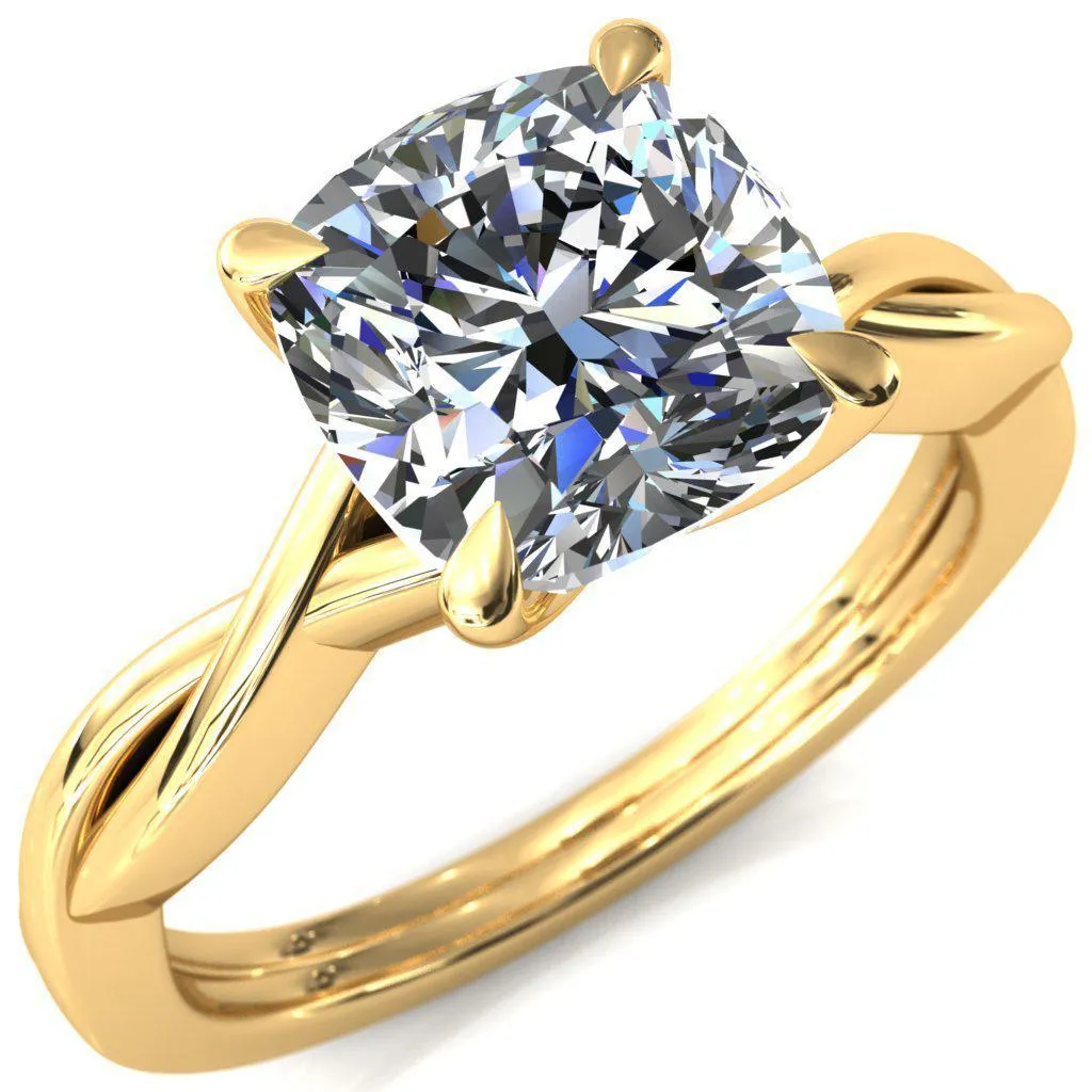 Lucia Cushion Moissanite 4 Claw Prong 1/2 Infinity Solitaire Ring Engagement Ring
