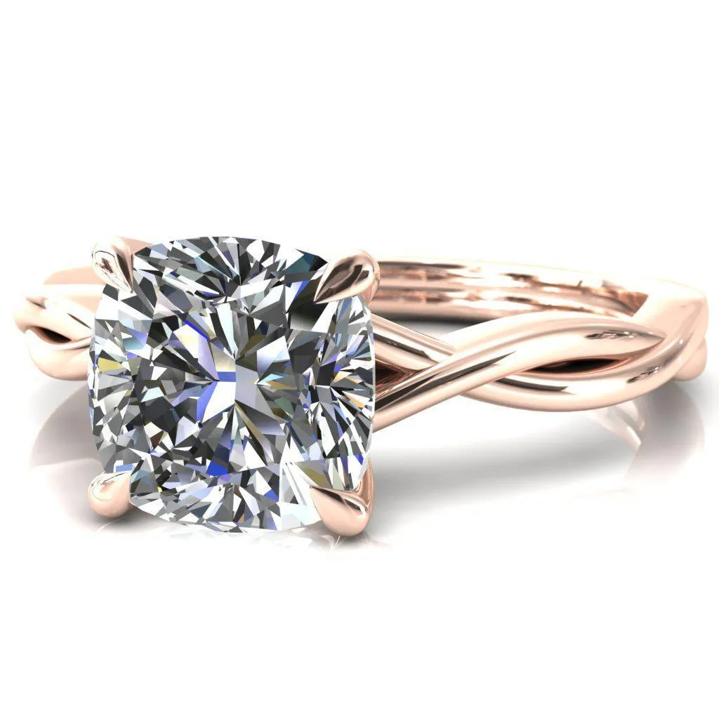 Lucia Cushion Moissanite 4 Claw Prong 1/2 Infinity Solitaire Ring Engagement Ring