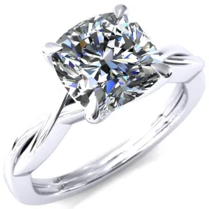 Lucia Cushion Moissanite 4 Claw Prong 1/2 Infinity Solitaire Ring Engagement Ring