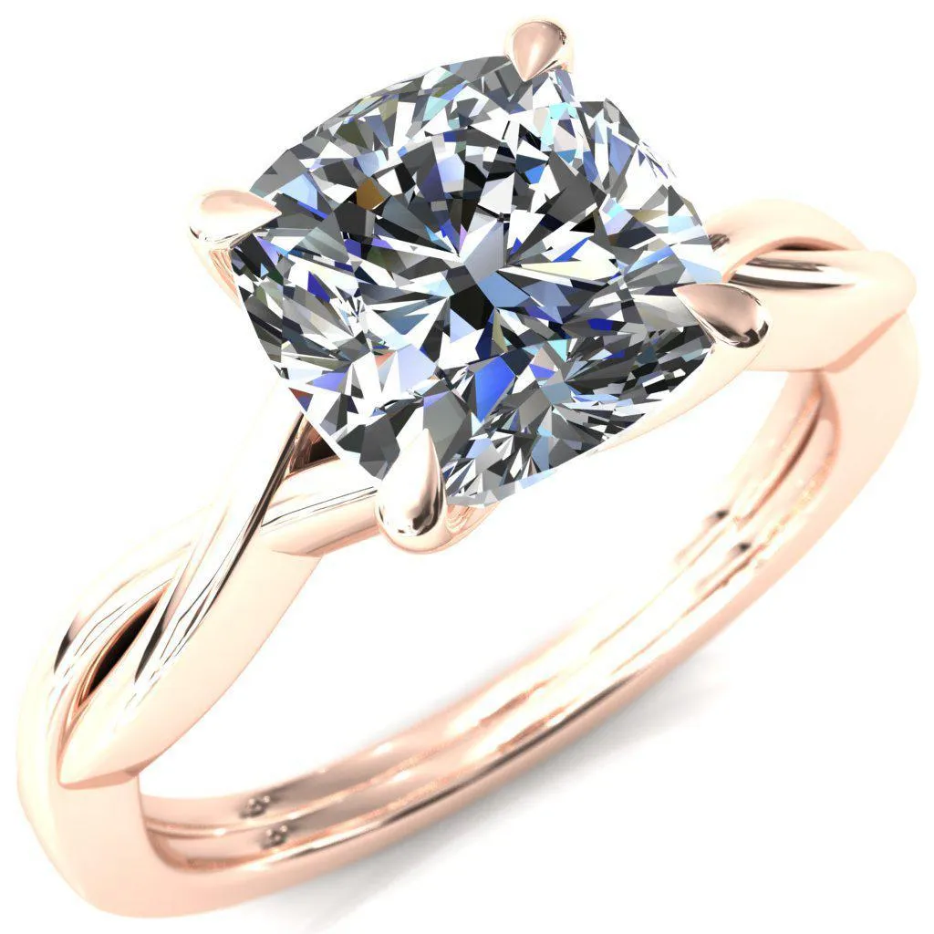 Lucia Cushion Moissanite 4 Claw Prong 1/2 Infinity Solitaire Ring Engagement Ring