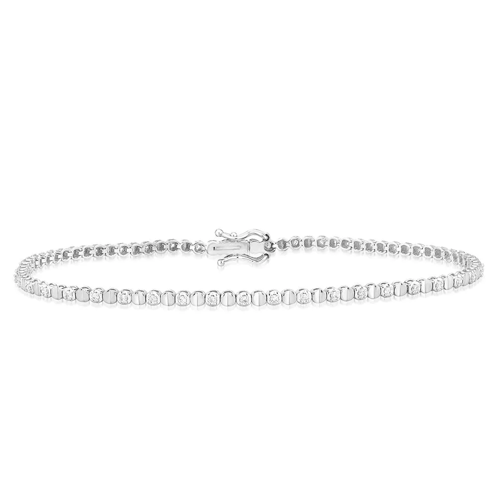 Luminesce Lab Grown 1/5th Carat 17.5cm Tennis Bracelet in 9ct White Gold