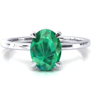 Lyla Oval Emerald 4 Claw Prong Single Rail Solitaire Ring