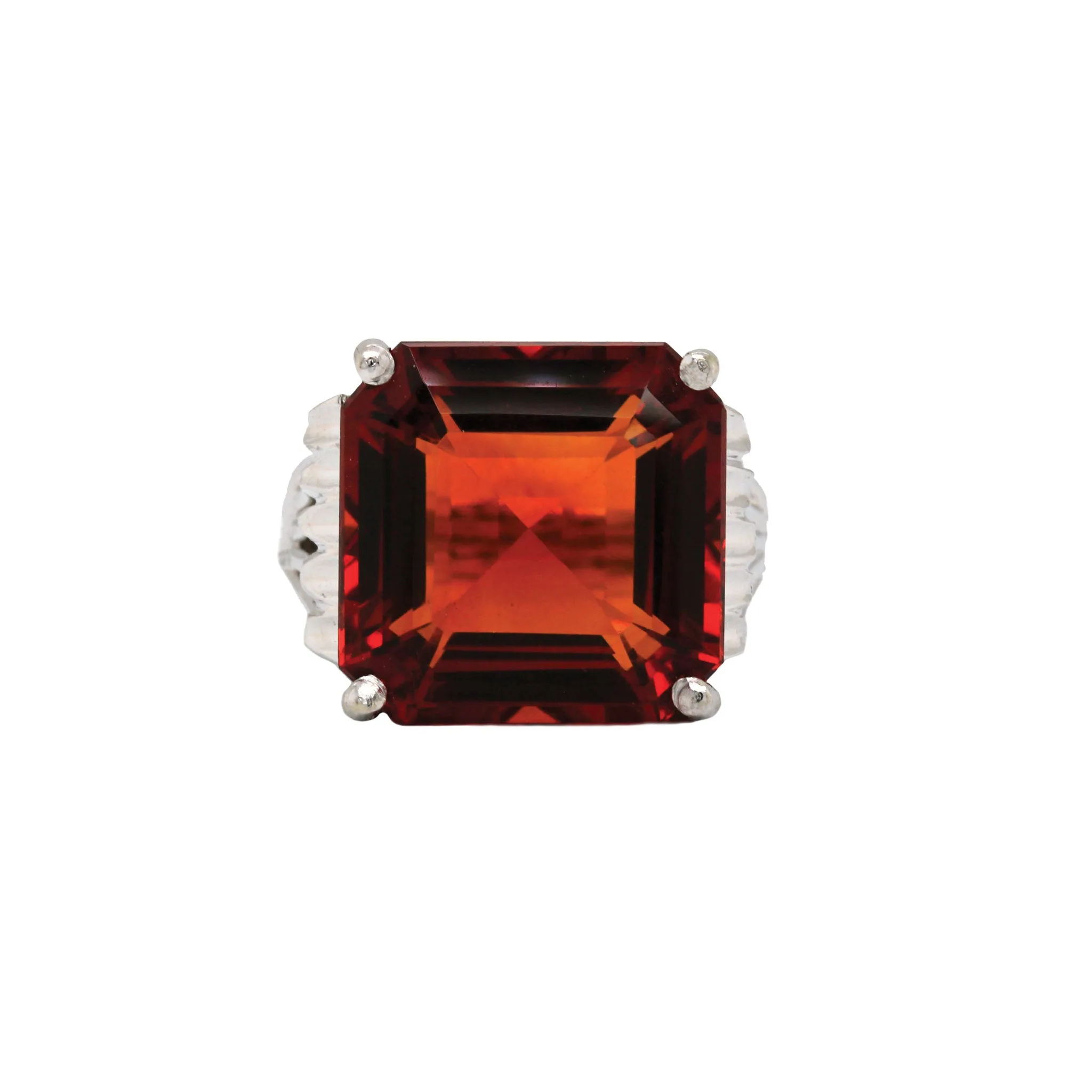 Madeira Citrine White Gold Cocktail Ring