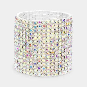 MADISON  -  AB 15 row stretch rhinestone stretch bracelet (silver)