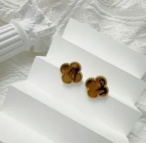 MARBLE STONE EARRINGS | BROWN