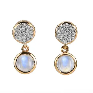 Mark Henry 18k Yellow Gold Diamond and Moonstone Earrings