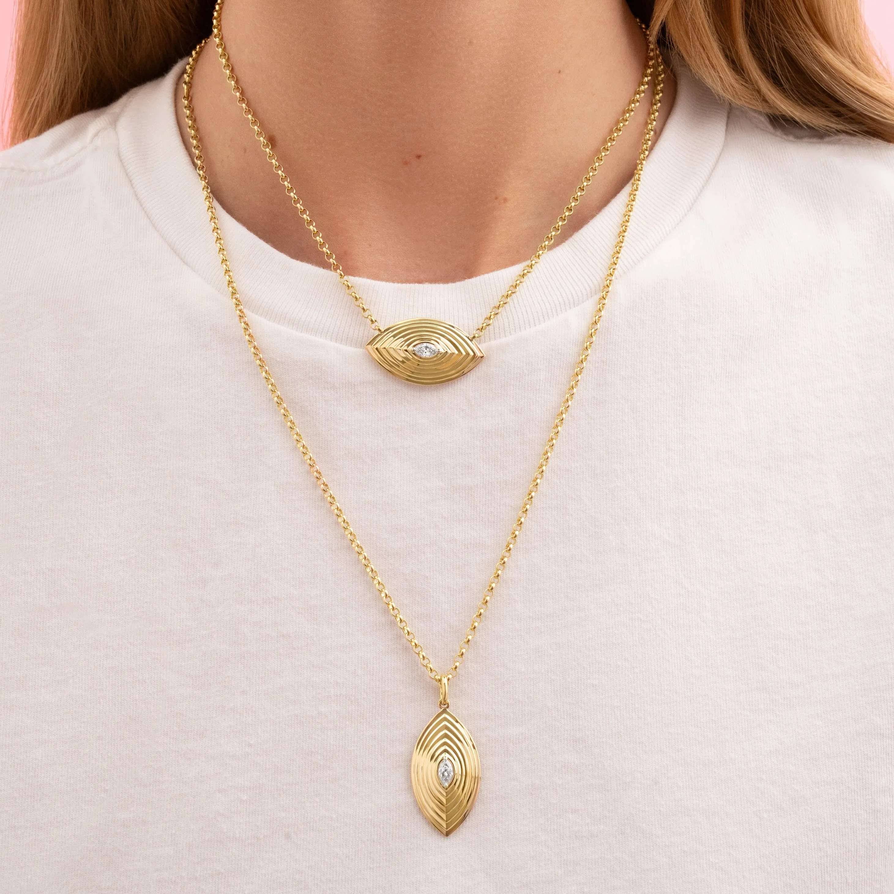 Marquise Shape Diamond Layered Drop Necklace