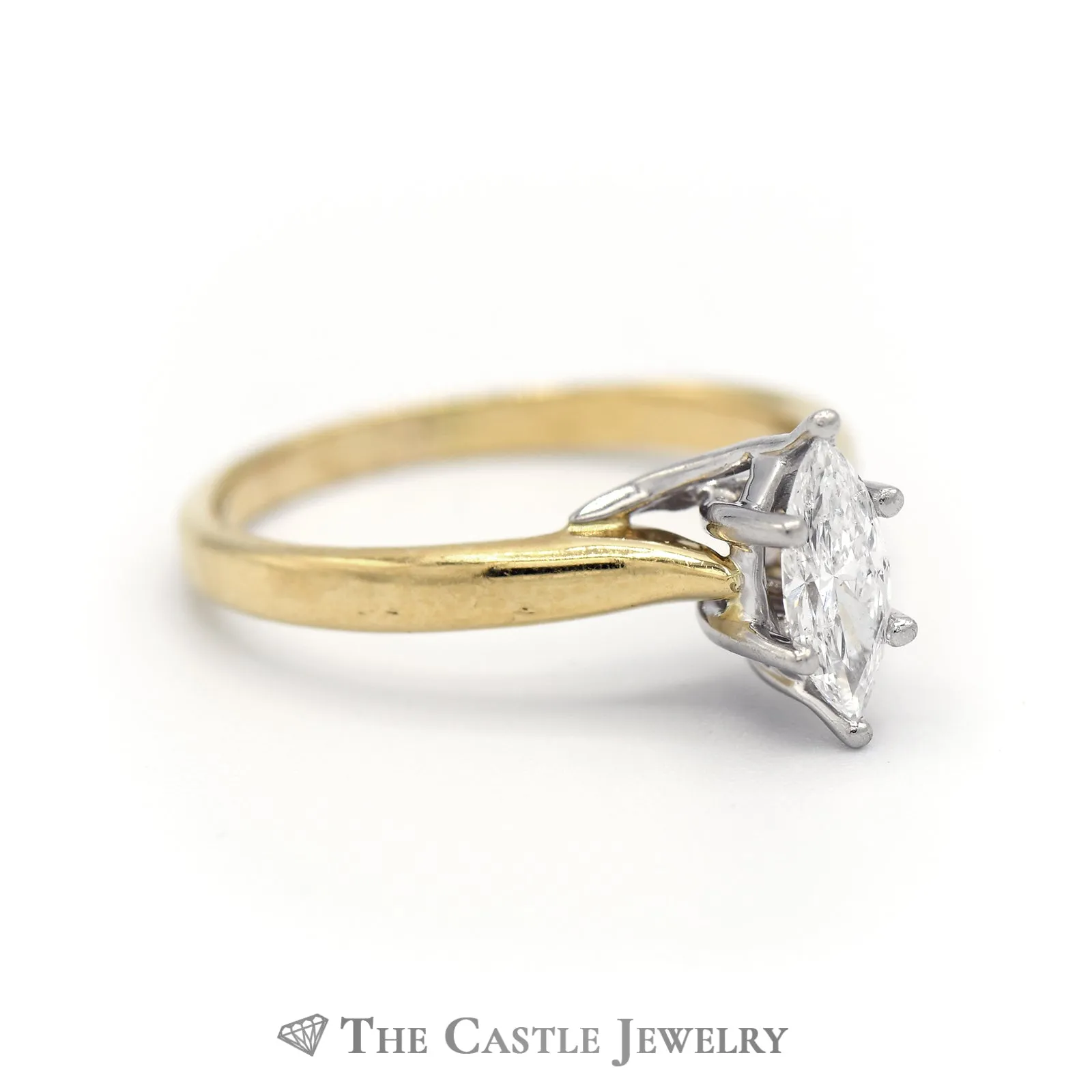 Marquise Solitaire .50ct Diamond Engagement Ring SI3 H in 18K Yellow Gold