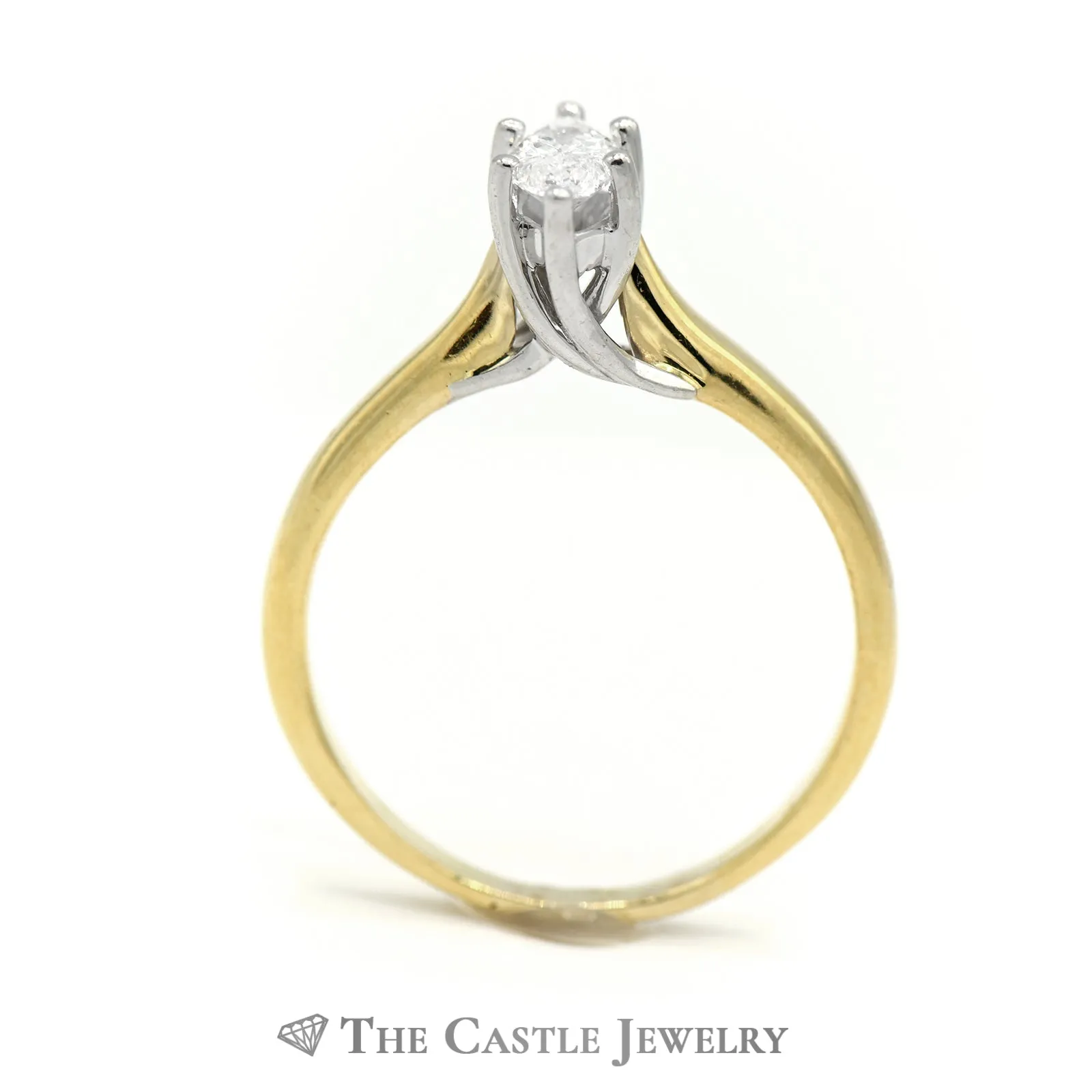 Marquise Solitaire .50ct Diamond Engagement Ring SI3 H in 18K Yellow Gold
