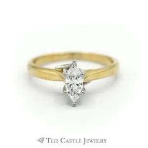 Marquise Solitaire .50ct Diamond Engagement Ring SI3 H in 18K Yellow Gold