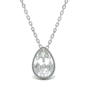 Mary Pendant Necklace with White Clear Drop Crystals from Swarovski Silver Toned Rhodium Plated