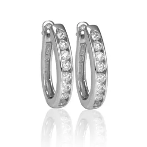 Max Strauss 14K White Gold Diamond Channel Hoops