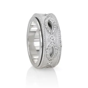 Meditation Ring Embrace Sterling Silver CZ Spinning Band