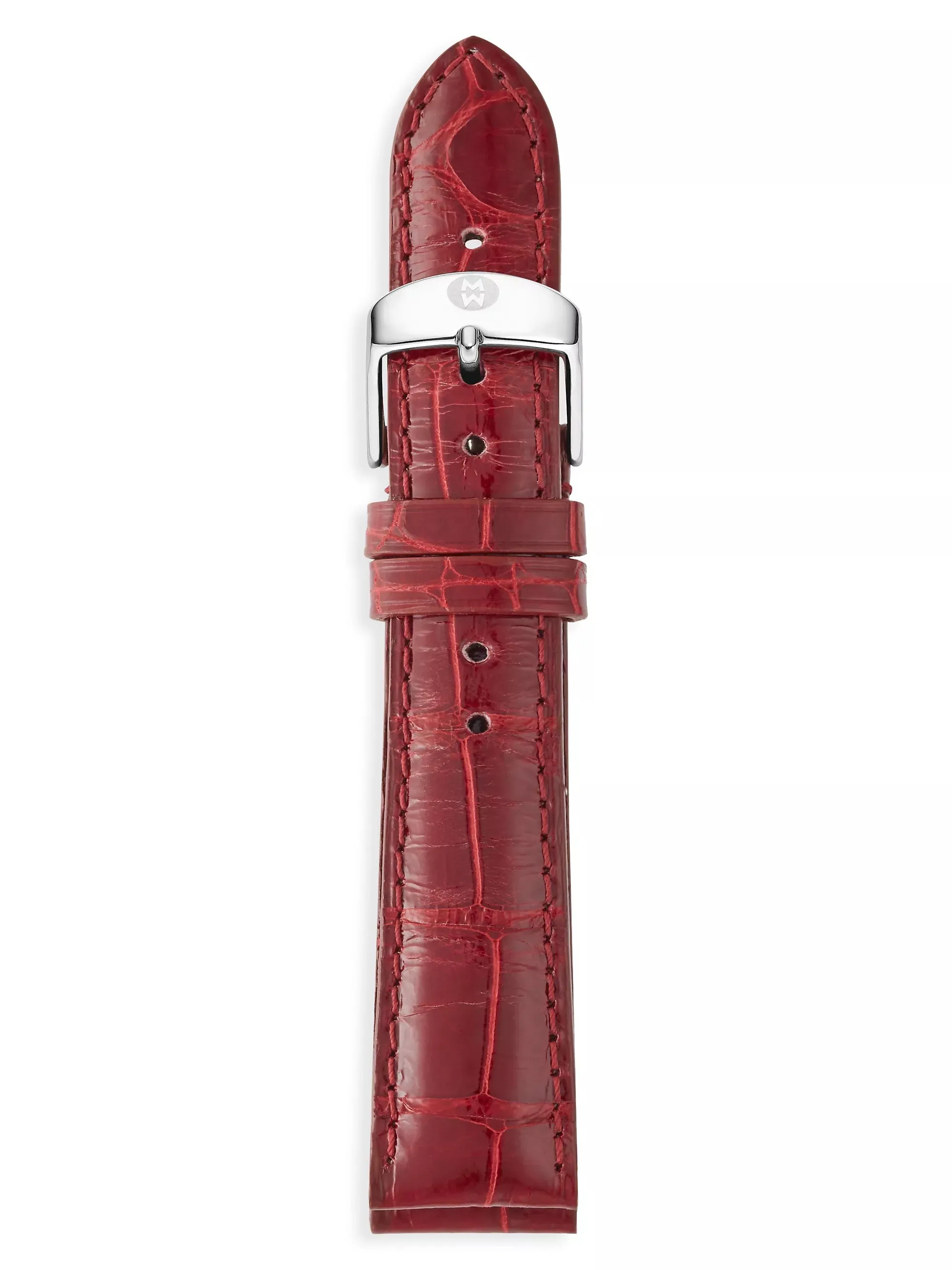 MICHELE EMBOSSED ALLIGATOR PATTERN CALF LEATHER WATCH STRAP
