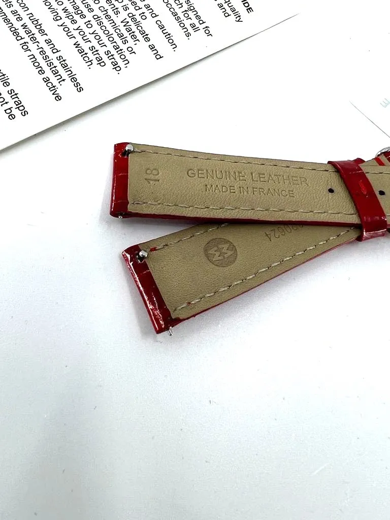 MICHELE EMBOSSED ALLIGATOR PATTERN CALF LEATHER WATCH STRAP