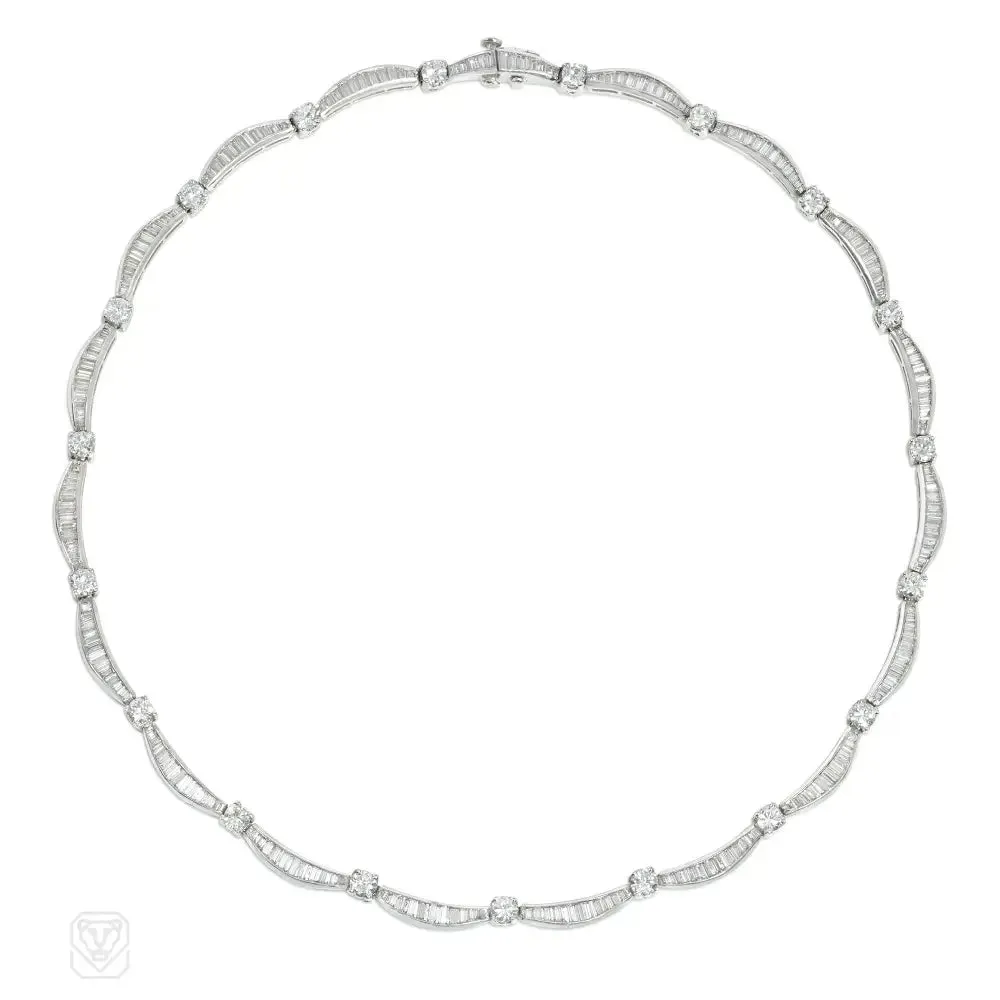 Mid-century diamond and platinum swag necklace