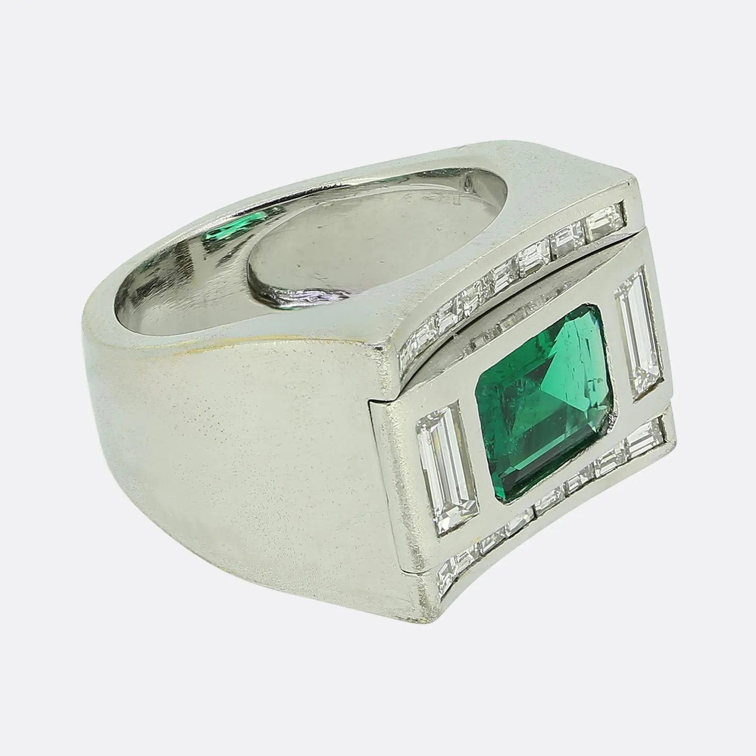 Mid Century Emerald and Diamond Ring