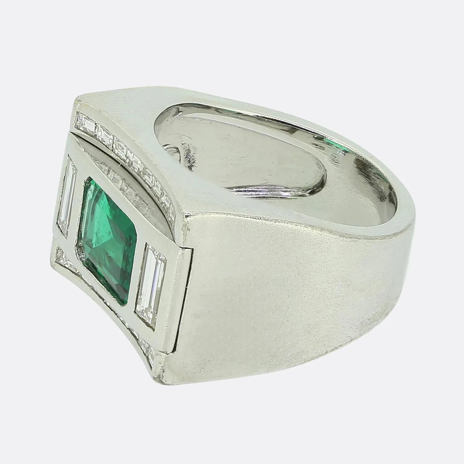Mid Century Emerald and Diamond Ring