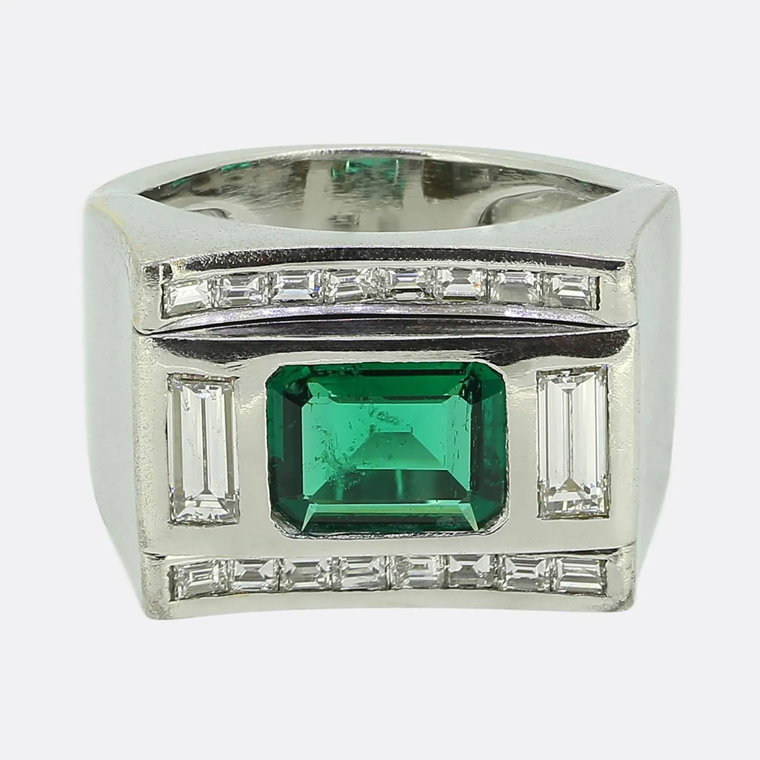 Mid Century Emerald and Diamond Ring