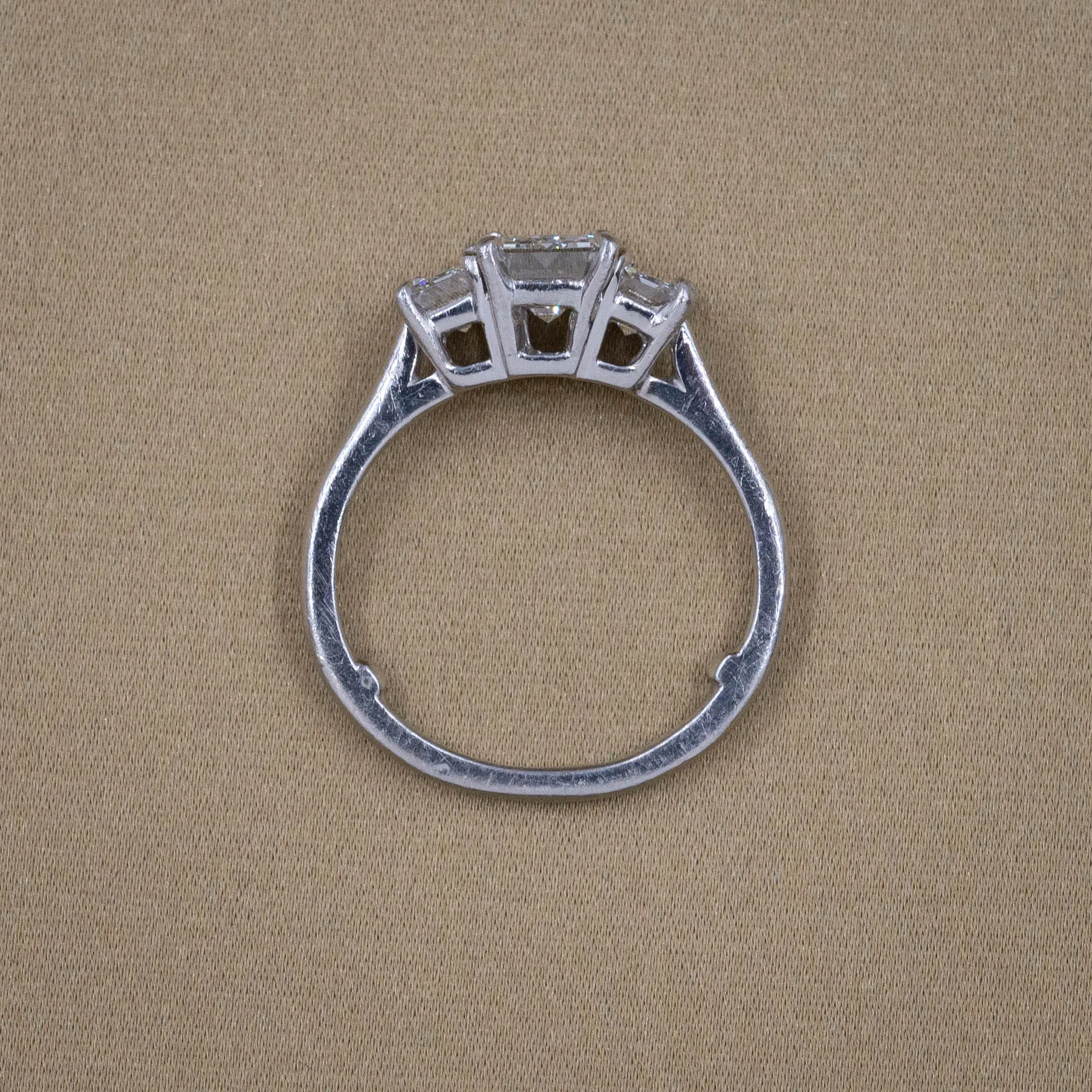 Midcentury Triple Emerald-Cut Diamond Ring
