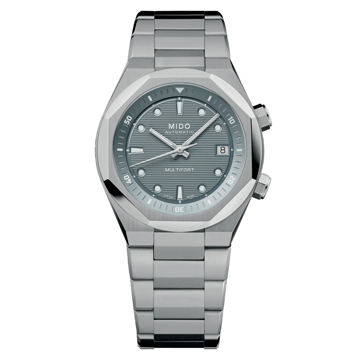 MIDO MULTIFORT 8 Two Crowns Grey Dial on Bracelet