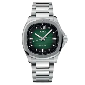 MIDO MULTIFORT TV BIG DATE GREEN ON BRACELET