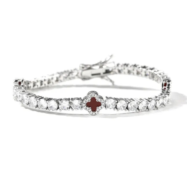 MINI CLOVER TENNIS BRACELET | BURGUNDY