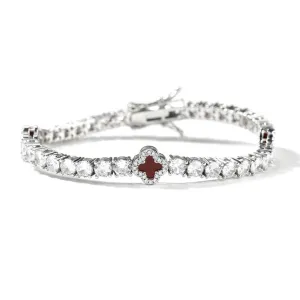 MINI CLOVER TENNIS BRACELET | BURGUNDY