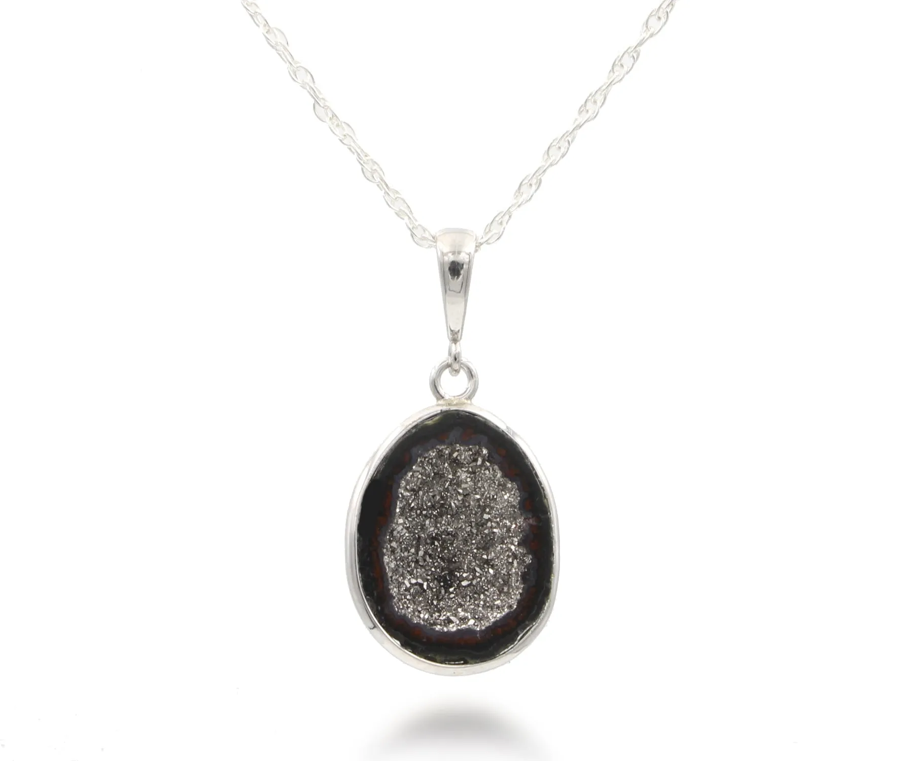 Mini Geode Platinum Druzy Necklace