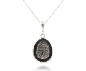 Mini Geode Platinum Druzy Necklace