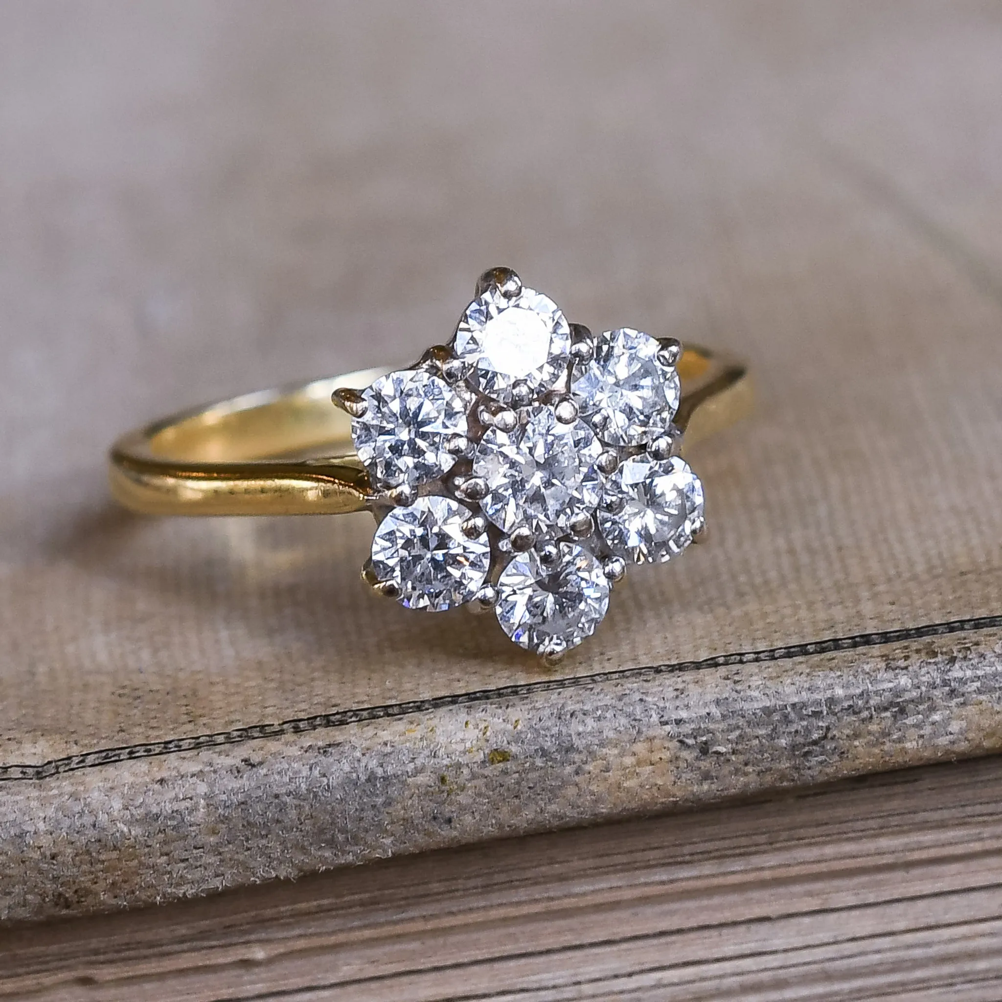 Modern 1.42ct Diamond Flower Cluster Ring